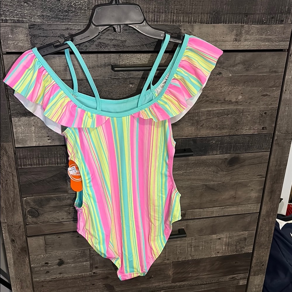 Colorful Striped Ruffle Swimsuit - Picture 4 of 5